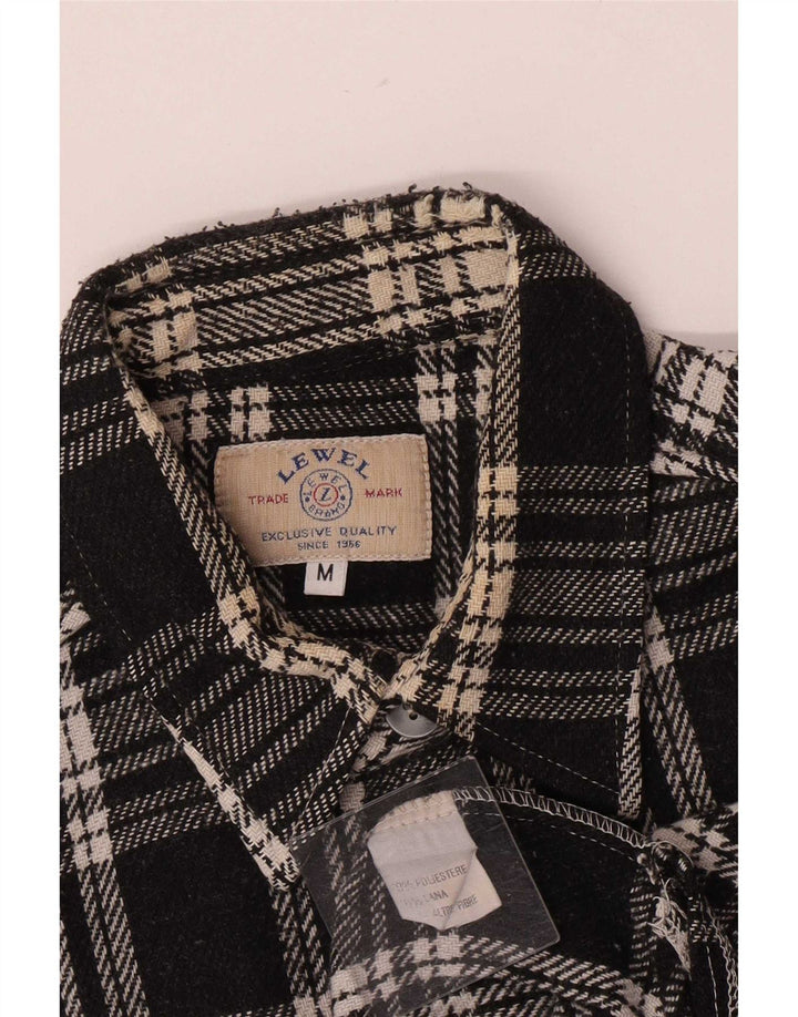 Vintage Herren Overshirt Flanellhemd Medium Schwarz Kariertes Polyester