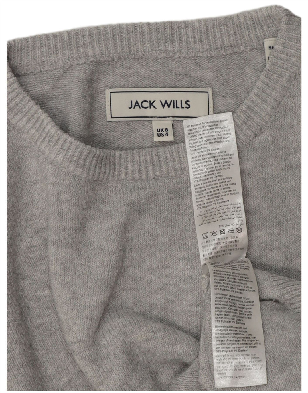 JACK WILLS Damen-Pullover, übergroß, Rundhalsausschnitt, Gr. 8, Grau