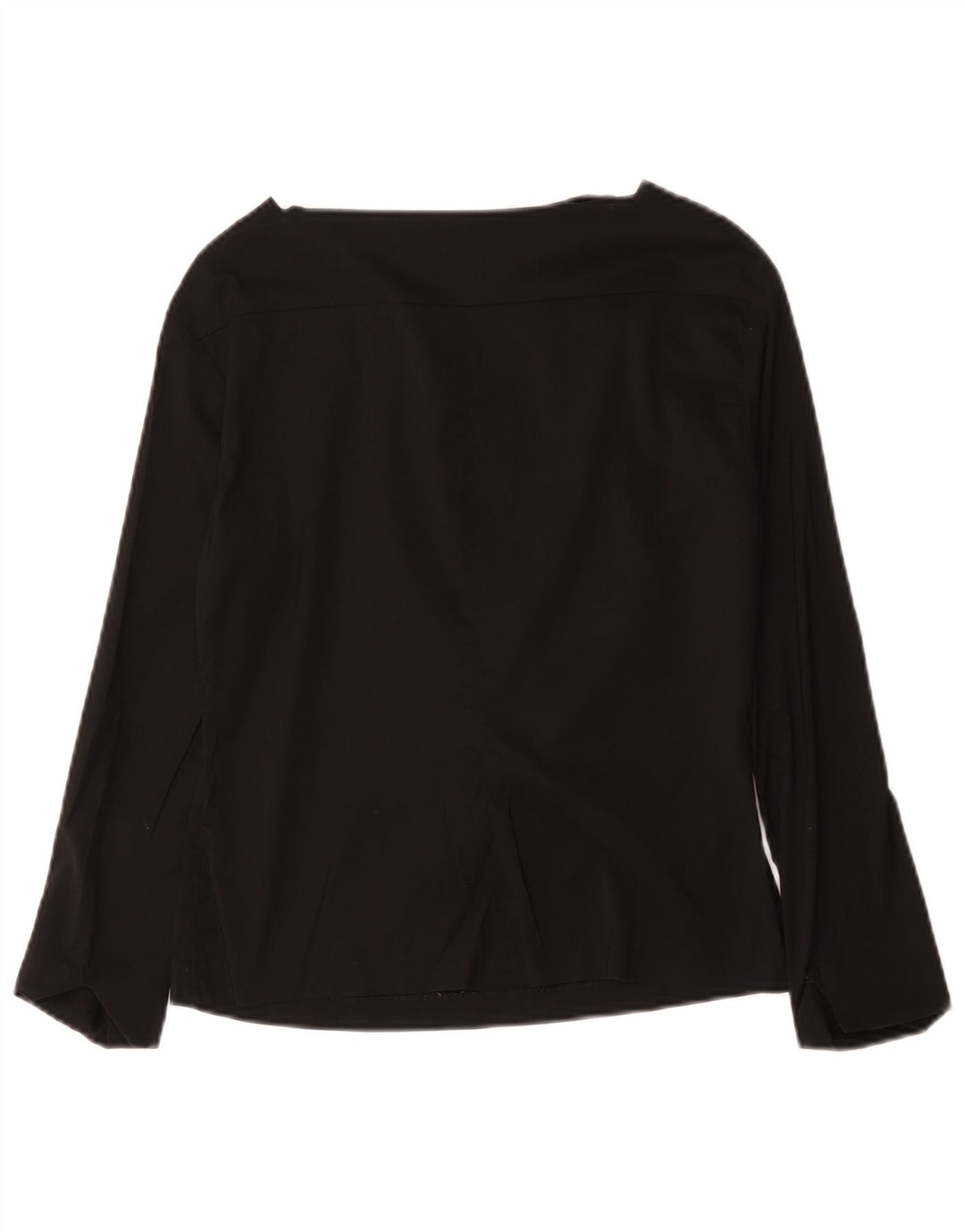 Zara Damen Langarm-Blusenoberteil UK 12 Mittelschwarze Baumwolle