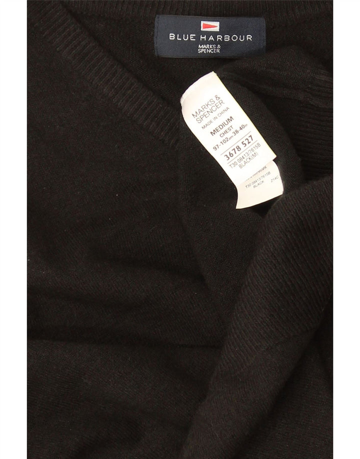 Marks & Spencer Herren Blue Harbour Pullover mit V-Ausschnitt Mittelschwarz