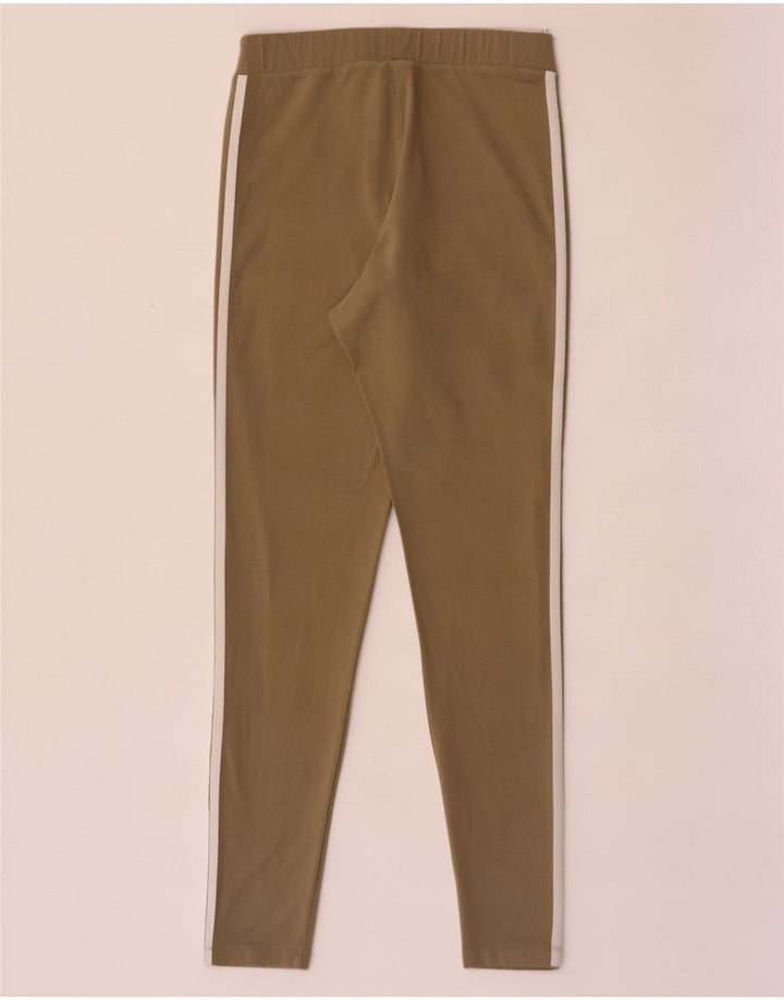 Adidas Damen Leggings UK 14 Medium Khaki Baumwolle