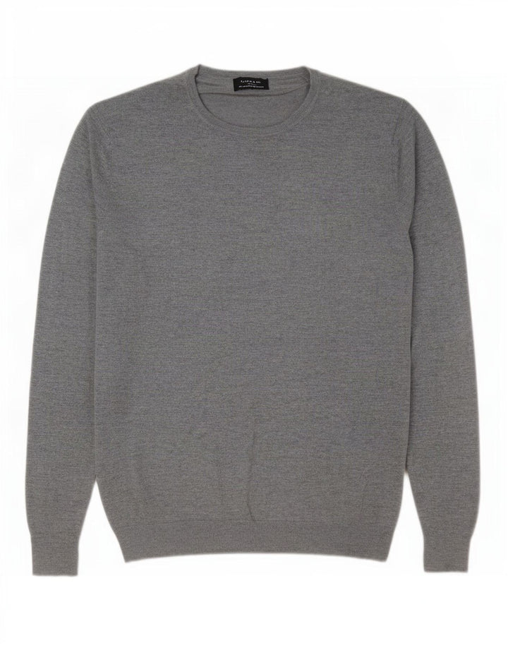 Zara Herren-Pullover mit Rundhalsausschnitt, Größe L, Grau
