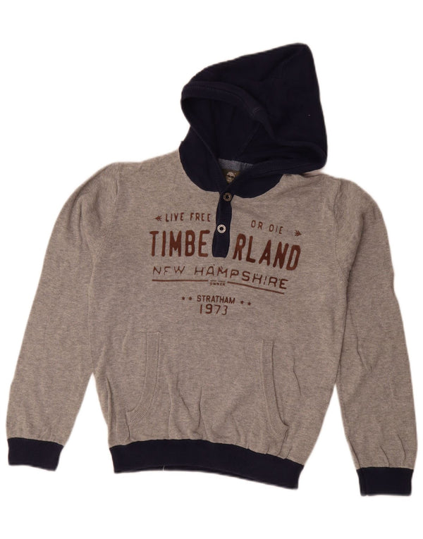 Timberland Jungen-Kapuzenpullover mit Grafik, 11–12 Jahre, XS, Grau, Farbblock