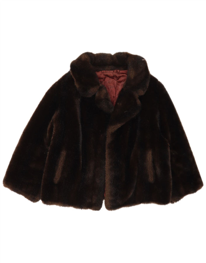Tissavel Damen offene Kunstpelzjacke UK 14 Mittelbraunes Acryl