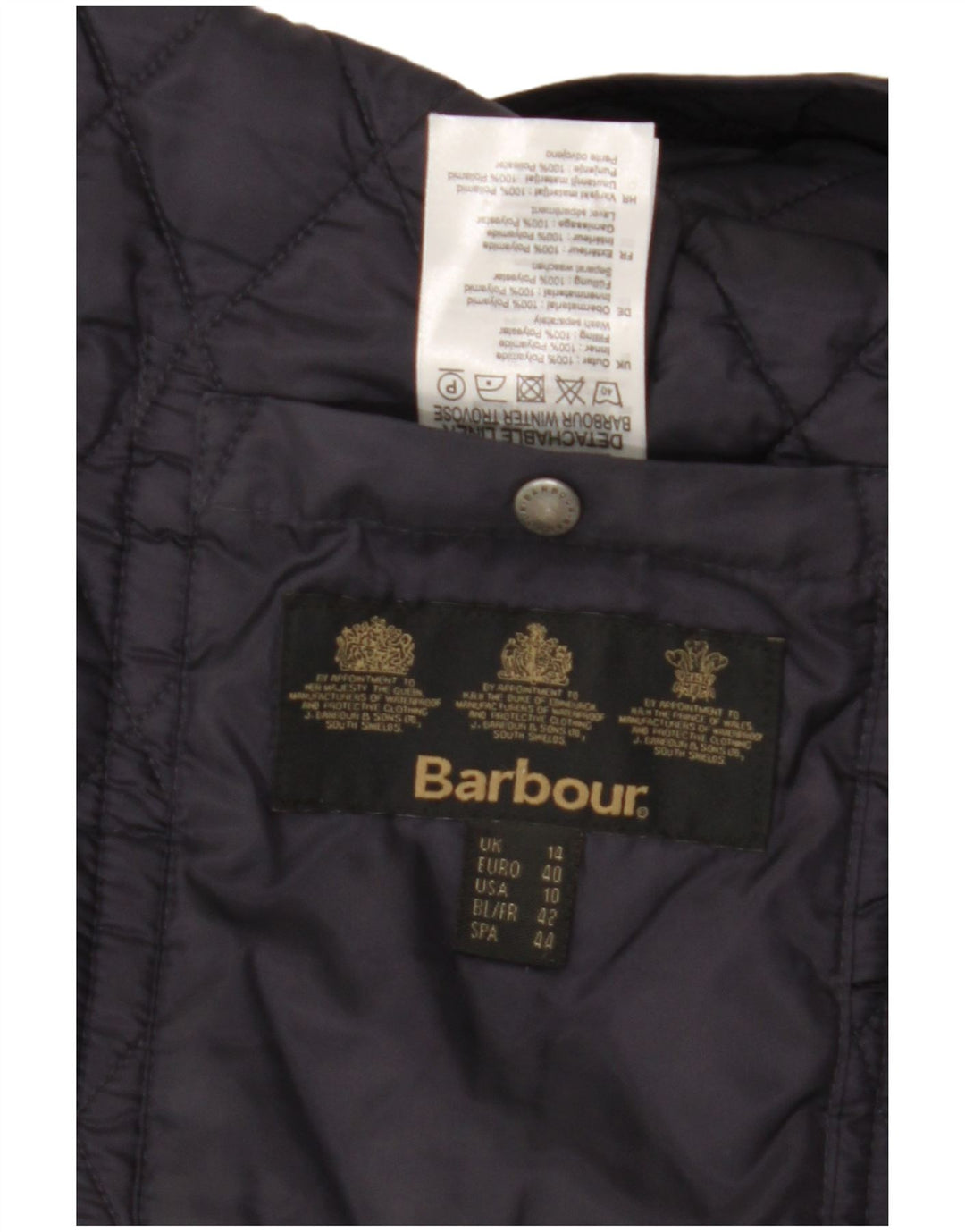 BARBOUR Damen Steppjacke UK 14 Large Marineblau Polyamid