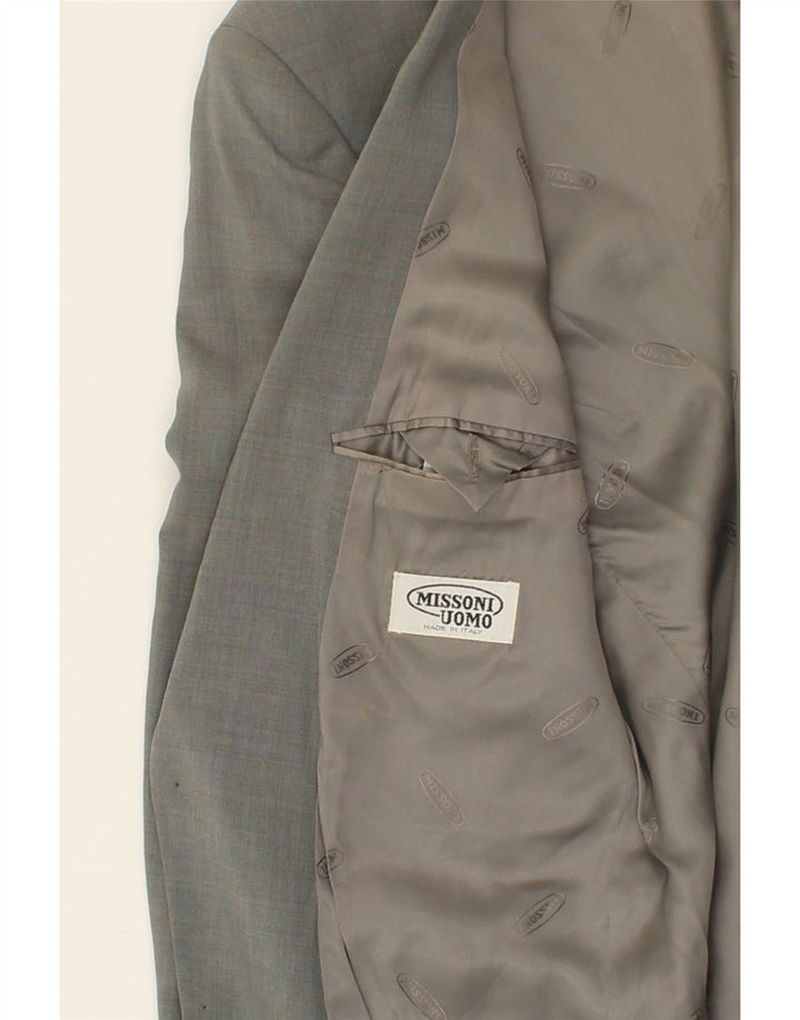 MISSONI Mens Uomo 2 Button Blazer Jacket IT 48 Medium Grey Wool Vintage Missoni and Second-Hand Missoni from Messina Hembry 