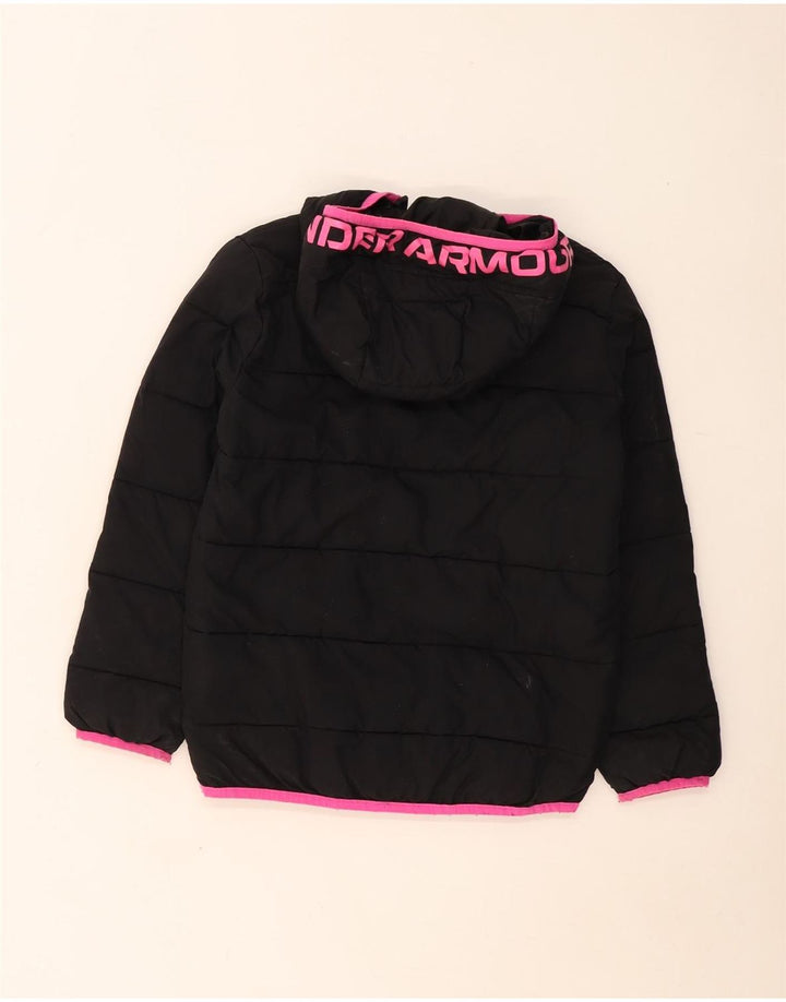 Under Armour Girls Graphic Hooded Wattierte Jacke 10–11 Jahre, schwarzes Polyester