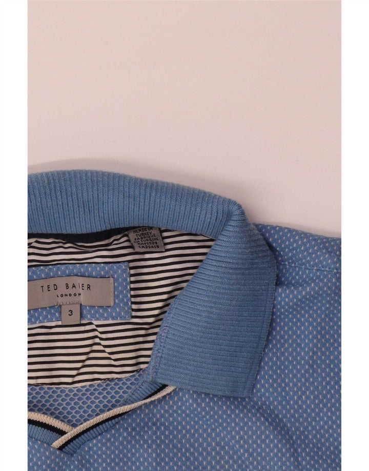 Ted Baker Herren-Poloshirt, Größe 3, Mittelblaue Baumwolle