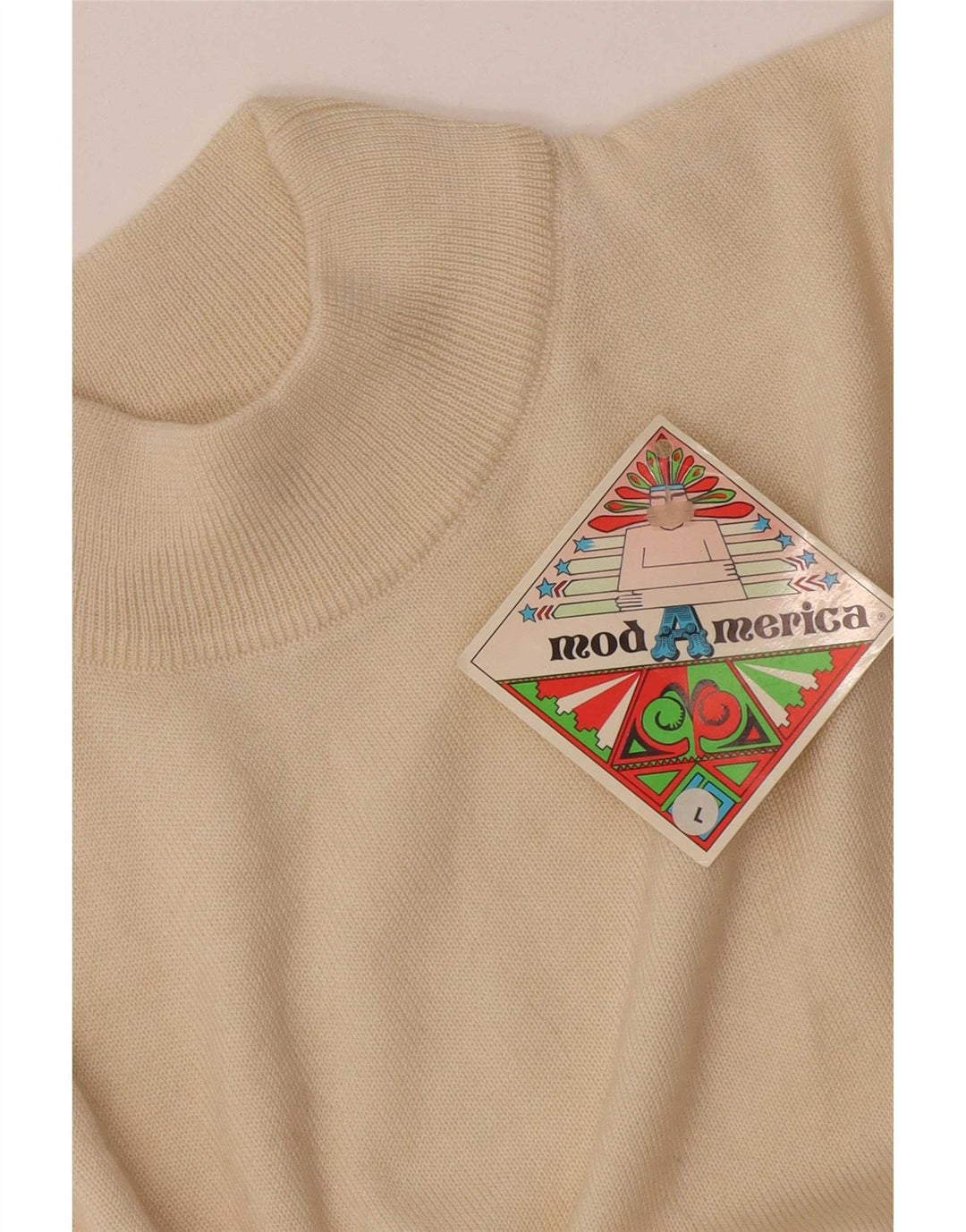 Vintage Damen Langarm-Body UK 14 Large Off White