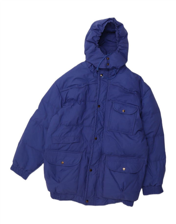 VINTAGE Mens Hooded Padded Jacket UK 40 Large Blue Polyester