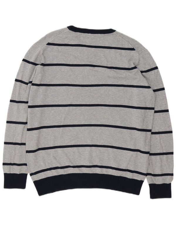 Crew Clothing Herren-Pullover, 2XL, grau gestreift, Baumwolle