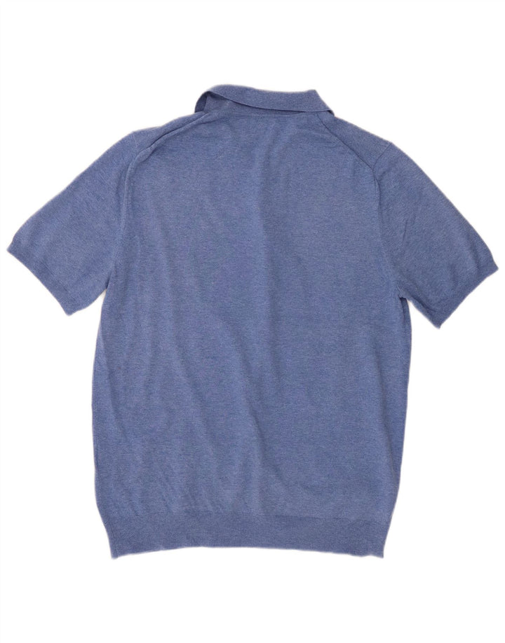 Reiss Herren-Poloshirt aus mittelblauer Baumwolle