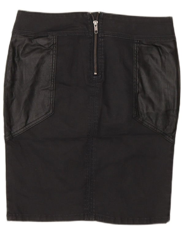 Marks & Spencer Damen Bleistiftrock UK 8 Small W30 Schwarze Baumwolle