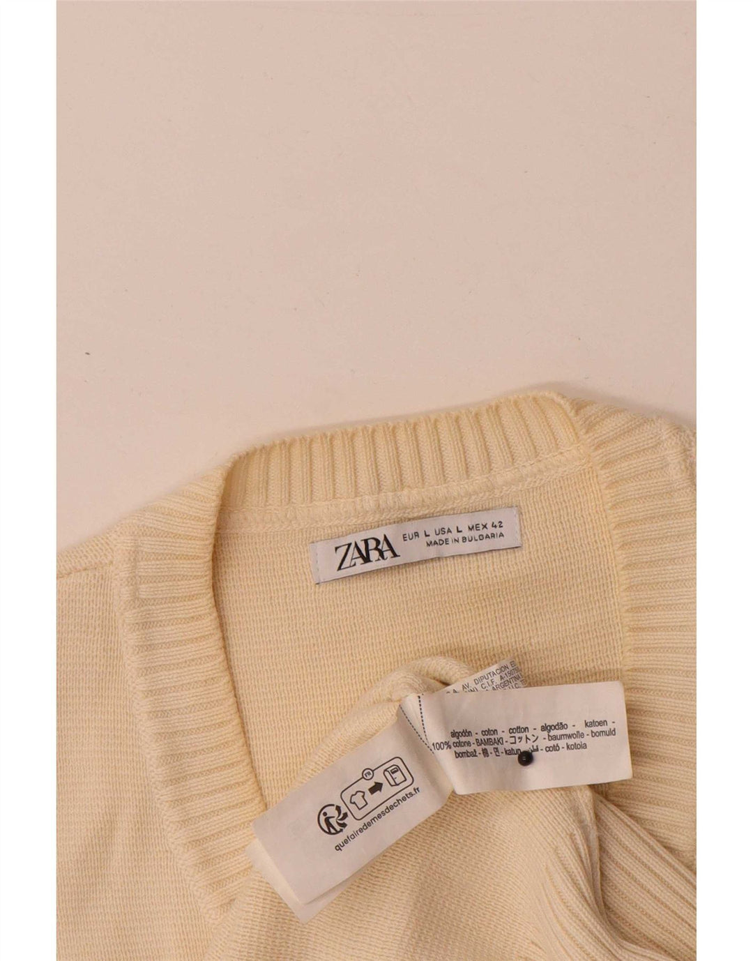 Zara Herren Weste Tank Top Large Beige Baumwolle