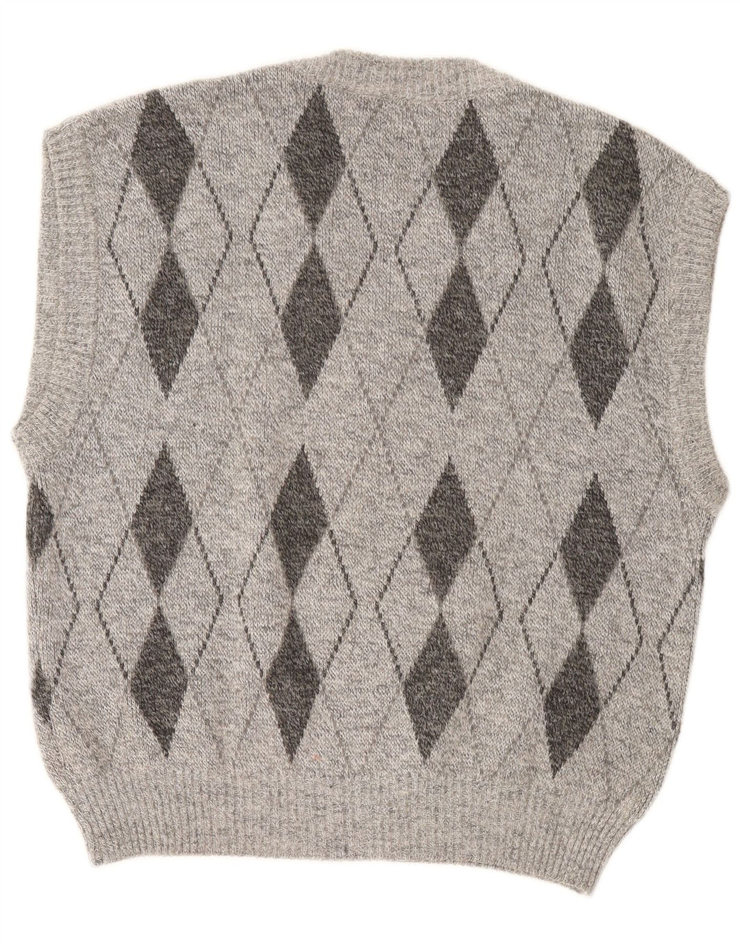 Vintage Herren Weste Tank Top Groß Grau Argyle/Diamant
