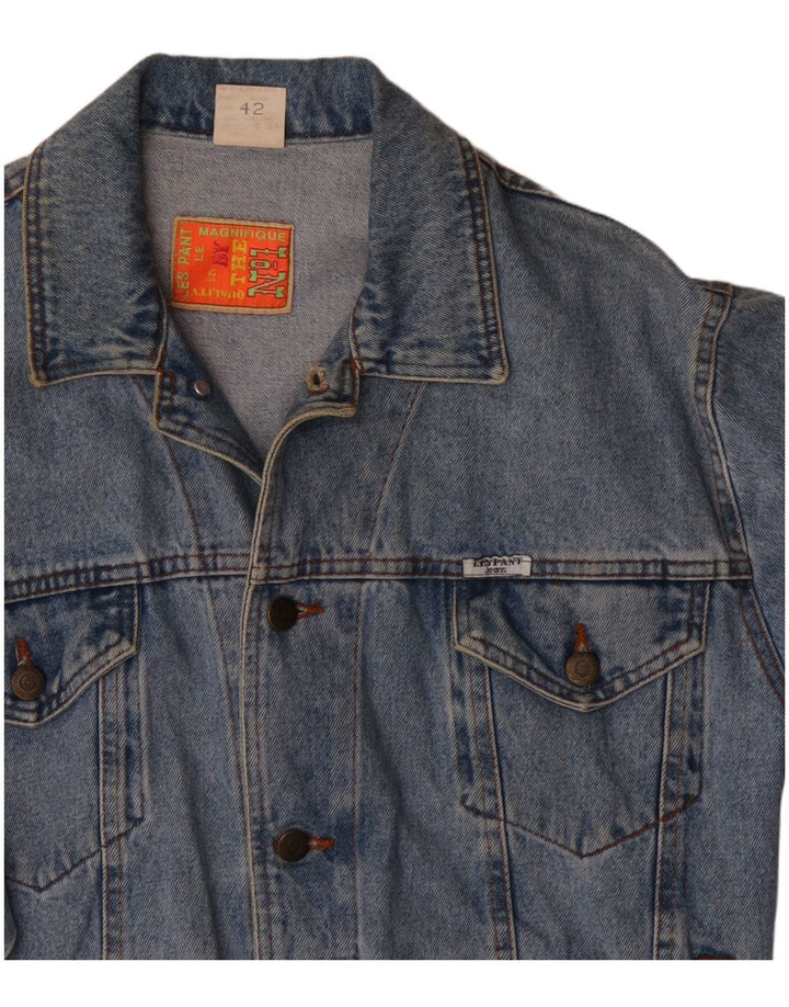 VINTAGE Damen Jeansjacke EU 42 Große blaue Baumwolle