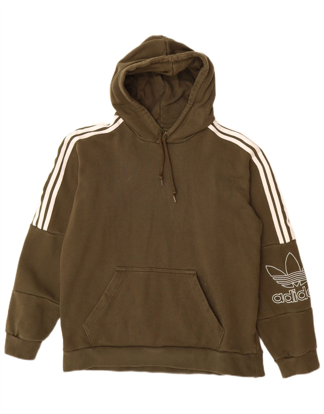 ADIDAS Damen Graphic Hoodie Pullover UK 14 Medium Khaki Baumwolle