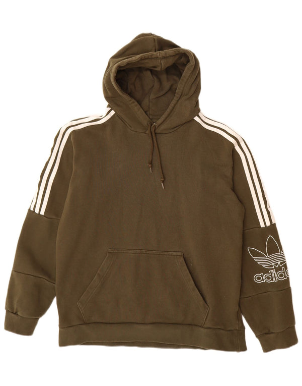 ADIDAS Damen Graphic Hoodie Pullover UK 14 Medium Khaki Baumwolle