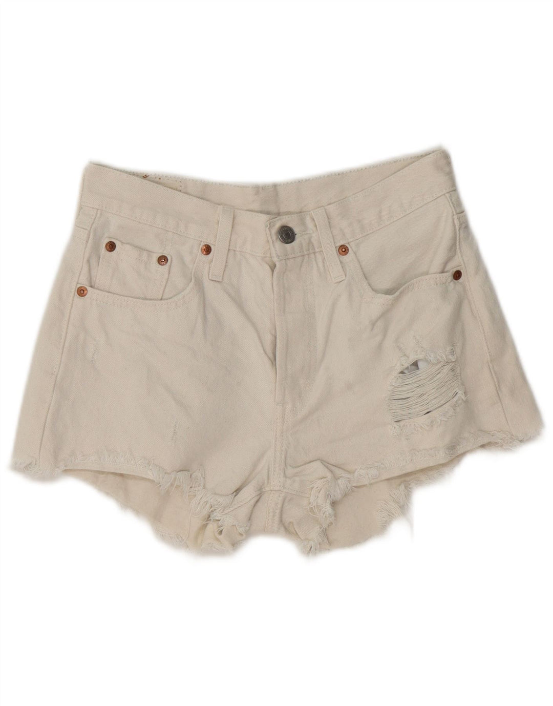 Levi's Damen Distressed Denim Shorts W25 XS Weiße Baumwolle