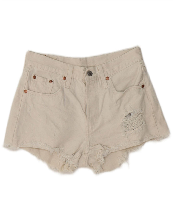 Levi's Damen Distressed Denim Shorts W25 XS Weiße Baumwolle