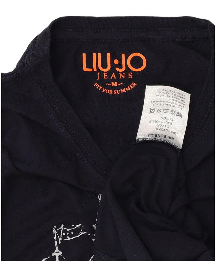 Liu Jo Herren-T-Shirt mit Grafik, mittlere Marineblau-Baumwolle