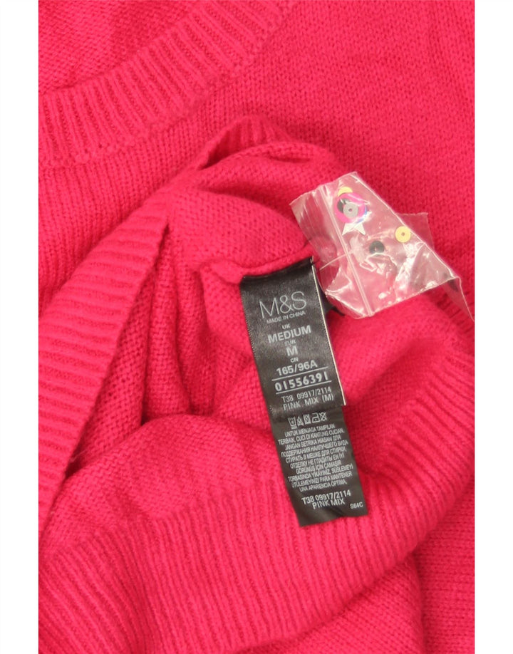 Marks & Spencer Damen-Pullover mit Rundhalsausschnitt, Gr. 14, mittelrosa, Weihnachten