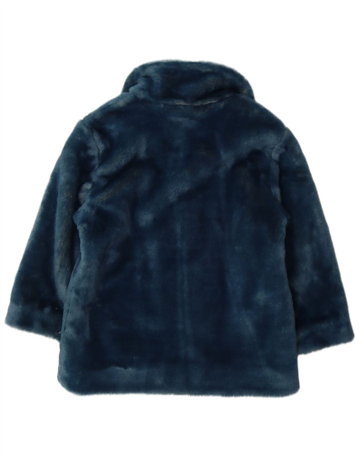 Vintage Damen Kunstfelljacke UK 12 Mittelblaues Polyacryl