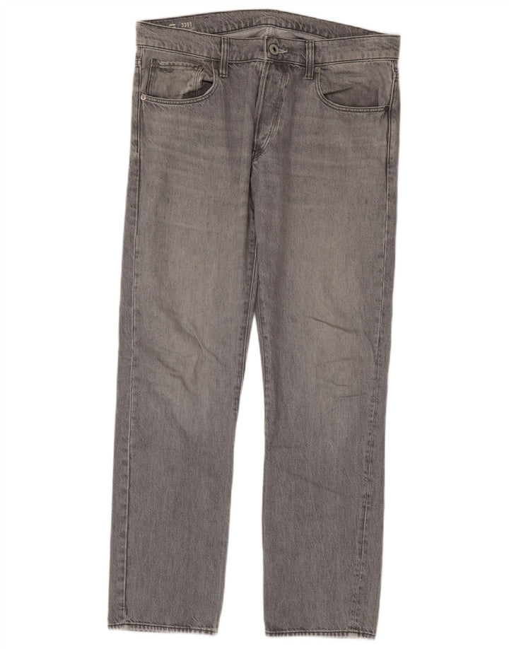 G-Star Herren 3301 Straight Jeans W33 L32 Graue Baumwolle
