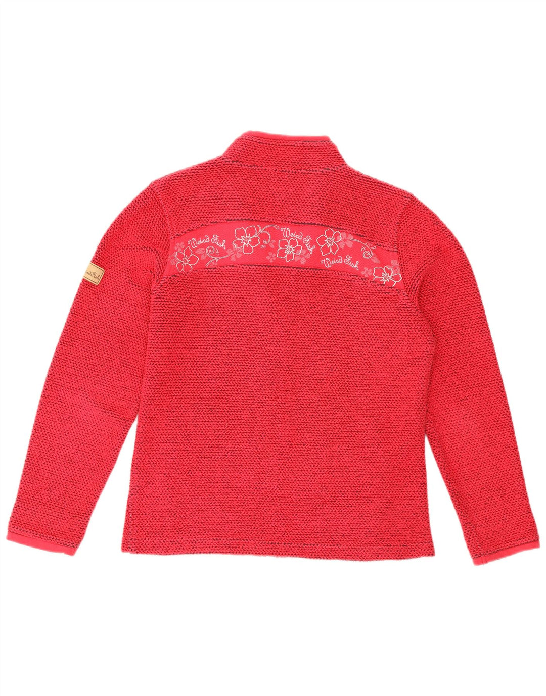 Weird Fish Damen-Cardigan-Pullover UK 14 Mittelrote Baumwolle