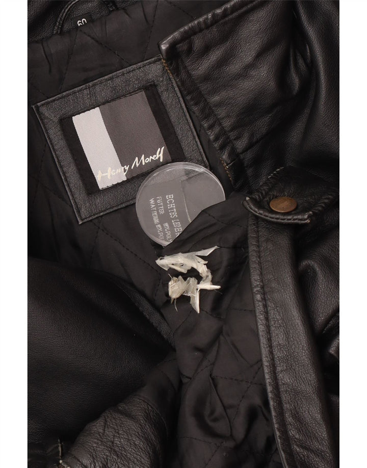 Henry Morell Herren Lederjacke IT 60 5XL Schwarzes Leder