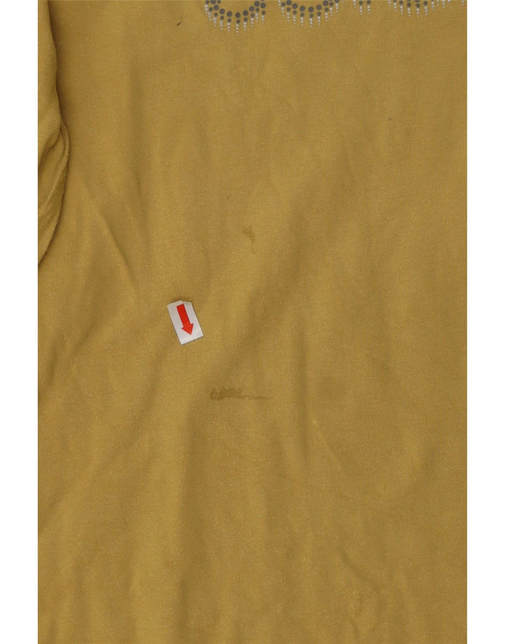 COLUMBIA Damen Graphic Top Langarm UK 14 Large Gelb Baumwolle