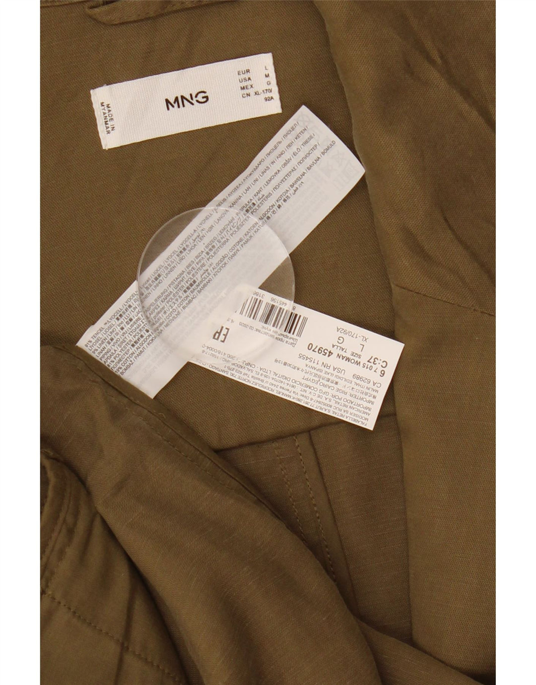 MANGO Damen Militärjacke UK 16 Large Khaki Lyocell