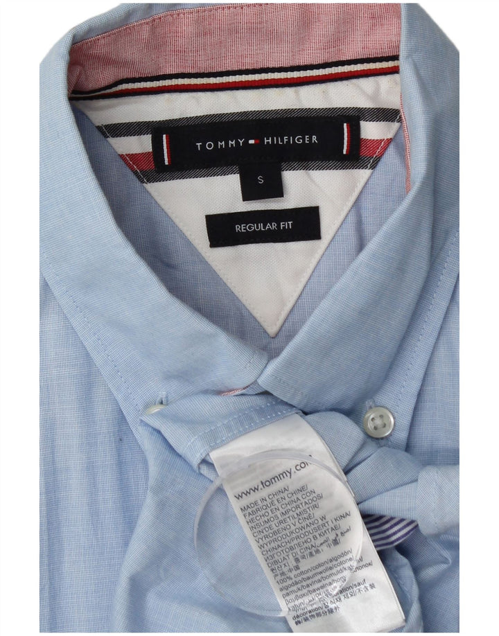 TOMMY HILFIGER Herren Regular Fit Kurzarmhemd Kleine blaue Baumwolle