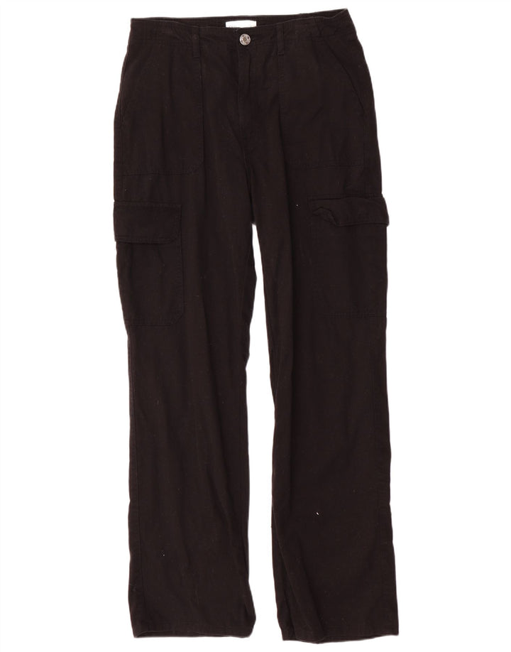 Gerade Cargohose für Damen von Zara, EU 40, mittelgroß, W30, L31, schwarze Baumwolle