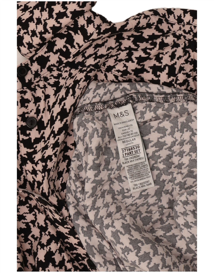 Marks & Spencer Damen-Hemdkleid, Gr. 44, Schwarz, Hahnentrittmuster
