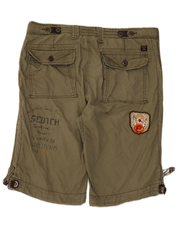 Scotch & Soda Herren Graphic Cargo Shorts W33 Medium Khaki Baumwolle