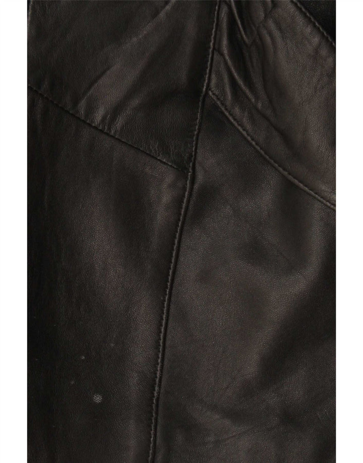 Vintage Damen Übergroßer Ledermantel UK 10 Small Black