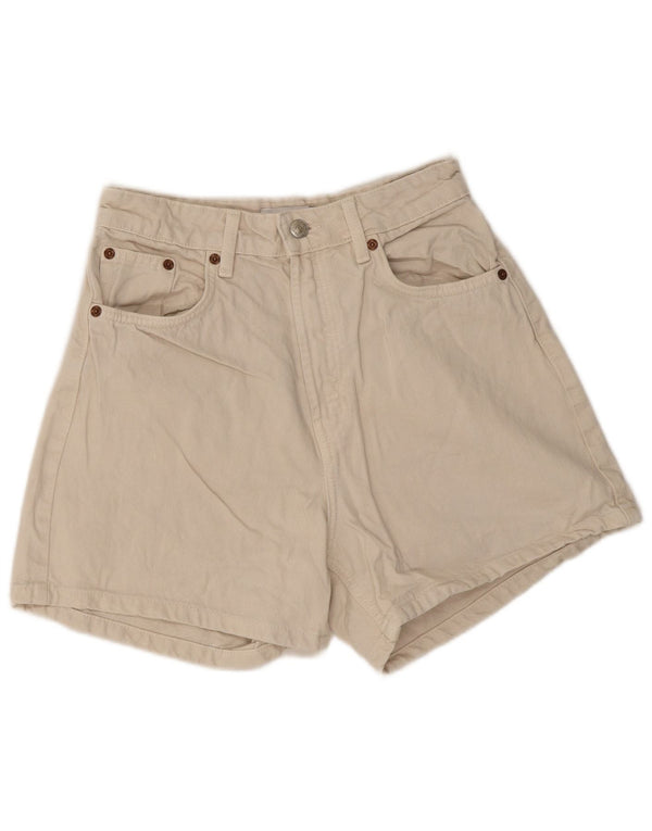 Zara Damen Jeansshorts mit hoher Taille, EU 36, XS, W26, Beige