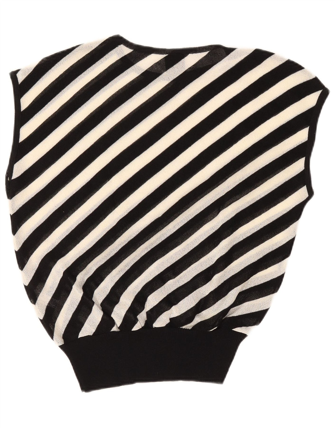Vintage Damen Ärmelloses Durchsichtiges Top EU 42 Großes schwarz gestreiftes Acetat