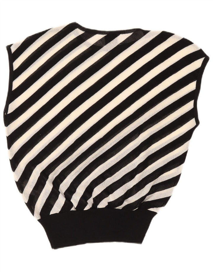 Vintage Damen Ärmelloses Durchsichtiges Top EU 42 Großes schwarz gestreiftes Acetat