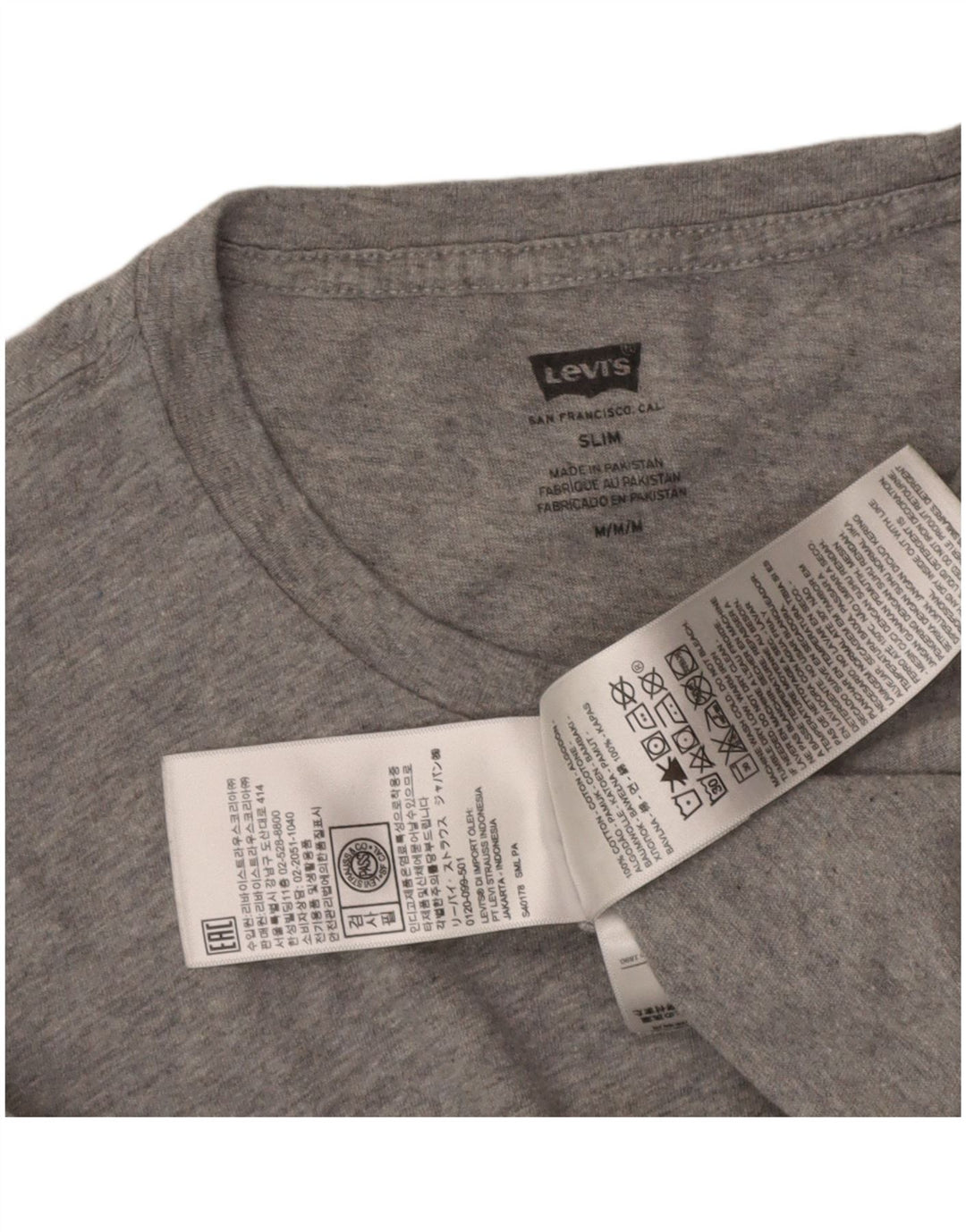 LEVI'S Mens Slim Fit T-Shirt Top Medium Grey Cotton