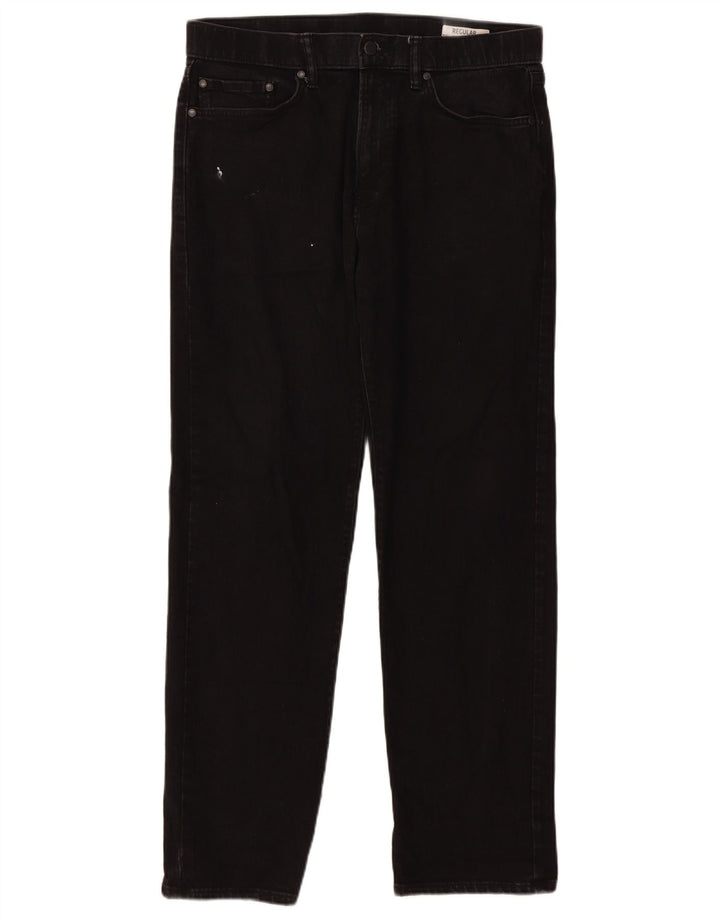 Marks & Spencer Herren Regular Straight Jeans W34 L31 Schwarze Baumwolle