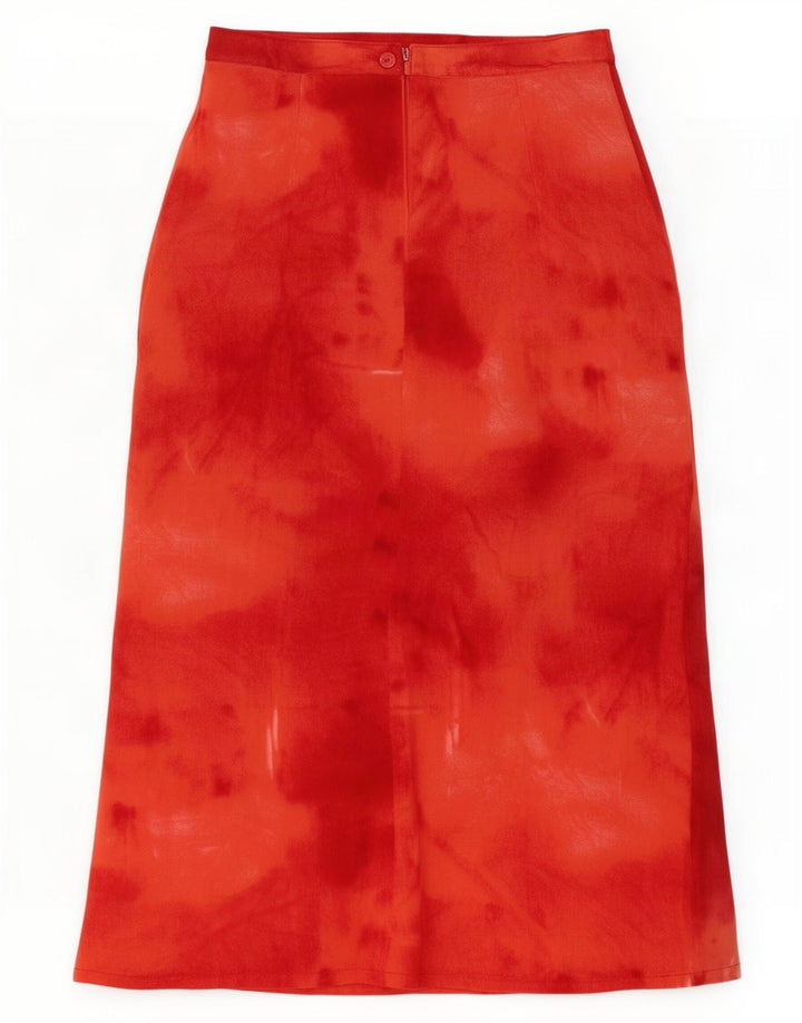 Vintage Damen Midirock IT 42 Medium W26 Rot Batik Polyester