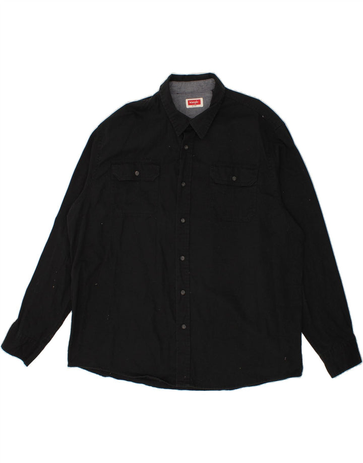 WRANGLER Herrenhemd 2XL Schwarz Baumwolle