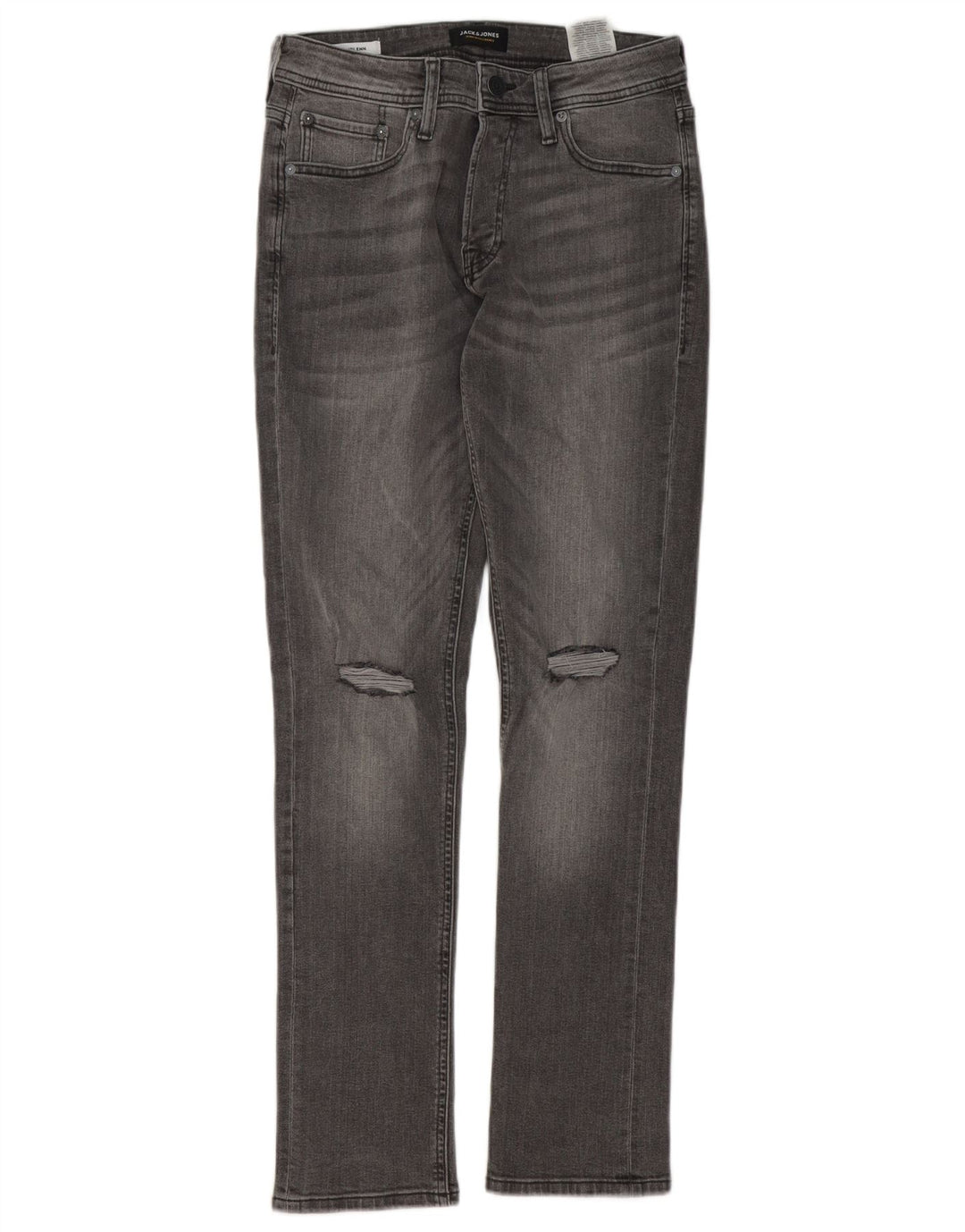 Jack & Jones Herren GLENN Distressed Slim Jeans W28 L32 Graue Baumwolle