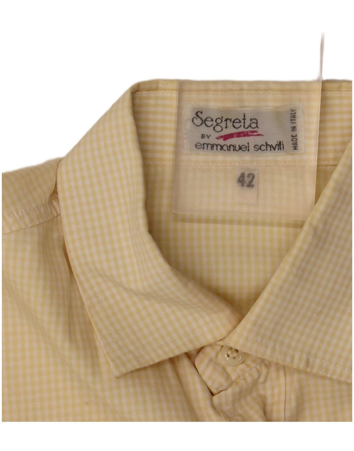 Emmanuel Schvili Herrenhemd Größe 42 Großer gelber Gingham
