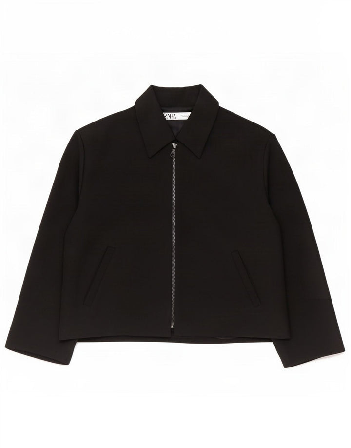 Zara Damen-Blazer-Jacke, übergroß, UK 16, Größe L, Schwarz, Polyester