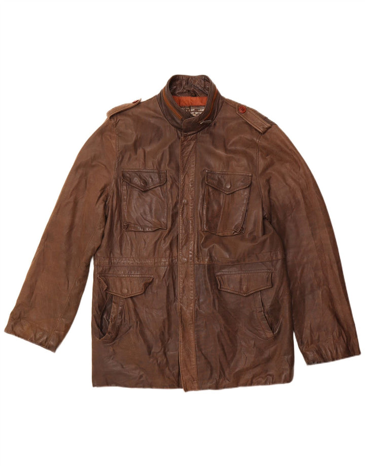 Vintage Herren Militärlederjacke UK 38 Mittelbraunes Leder