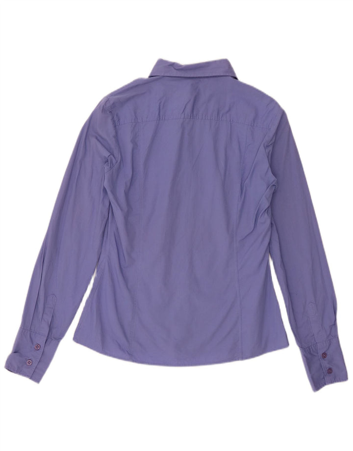 Benetton Damen-Hemd UK 14 aus mittelvioletter Baumwolle