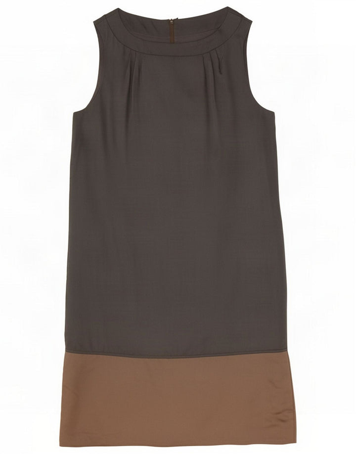 Max Mara Damen Ärmelloses Etuikleid UK 12 Mittelgrau Farbblock